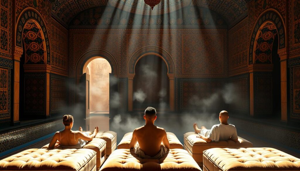 Zelliges marocains dans un hammam traditionnel Zelliges marocains dans un hammam traditionnel